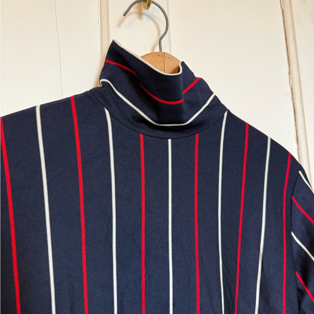 Turtleneck Long Sleeve Navy Stripe Schoolgirl Dress